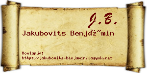 Jakubovits Benjámin névjegykártya